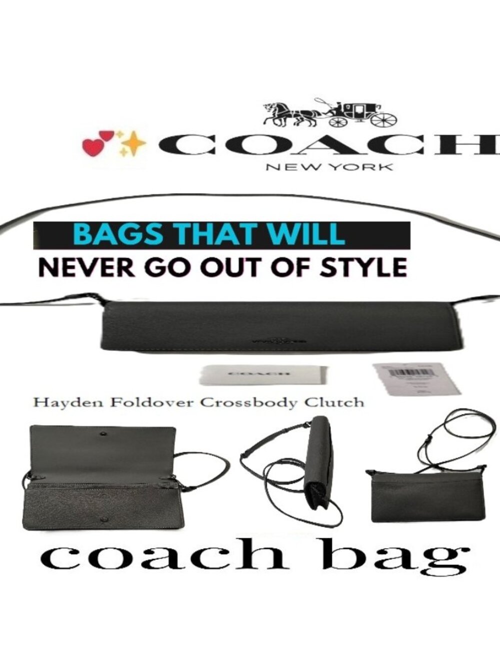 🛑 COACH 🆒 HAYDEN ➕ BAG Foldover HANDBAG Logo PURSE Clutch Crossbody💸BUY NOW‼️